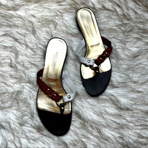 Dolce & Gabana Brown White Flat D G Detail Sandals Size 38